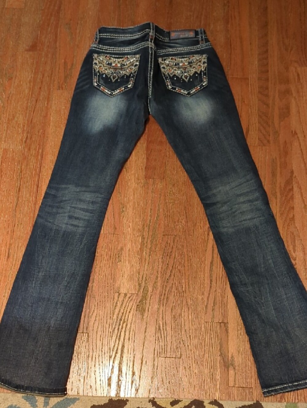 Brand New Grace LA Navy Denim Patch with Orange and Light Blue Arrow Embroidery